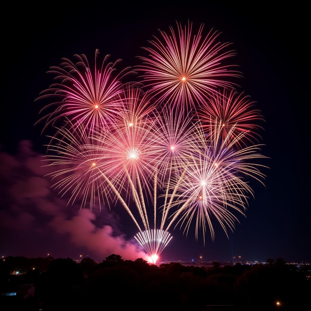 A captivating nine lives firework display lighting up the night sky