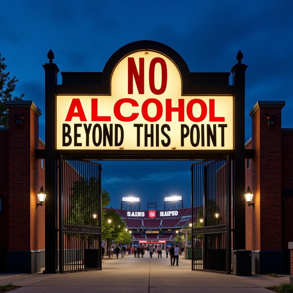 No Alcohol Sign at Stadium Entrance