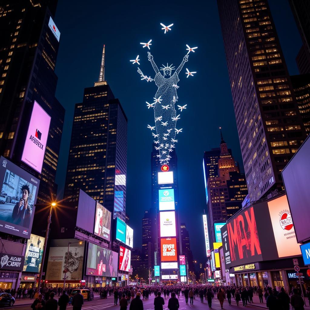 NYC Drone Show Illuminating Times Square