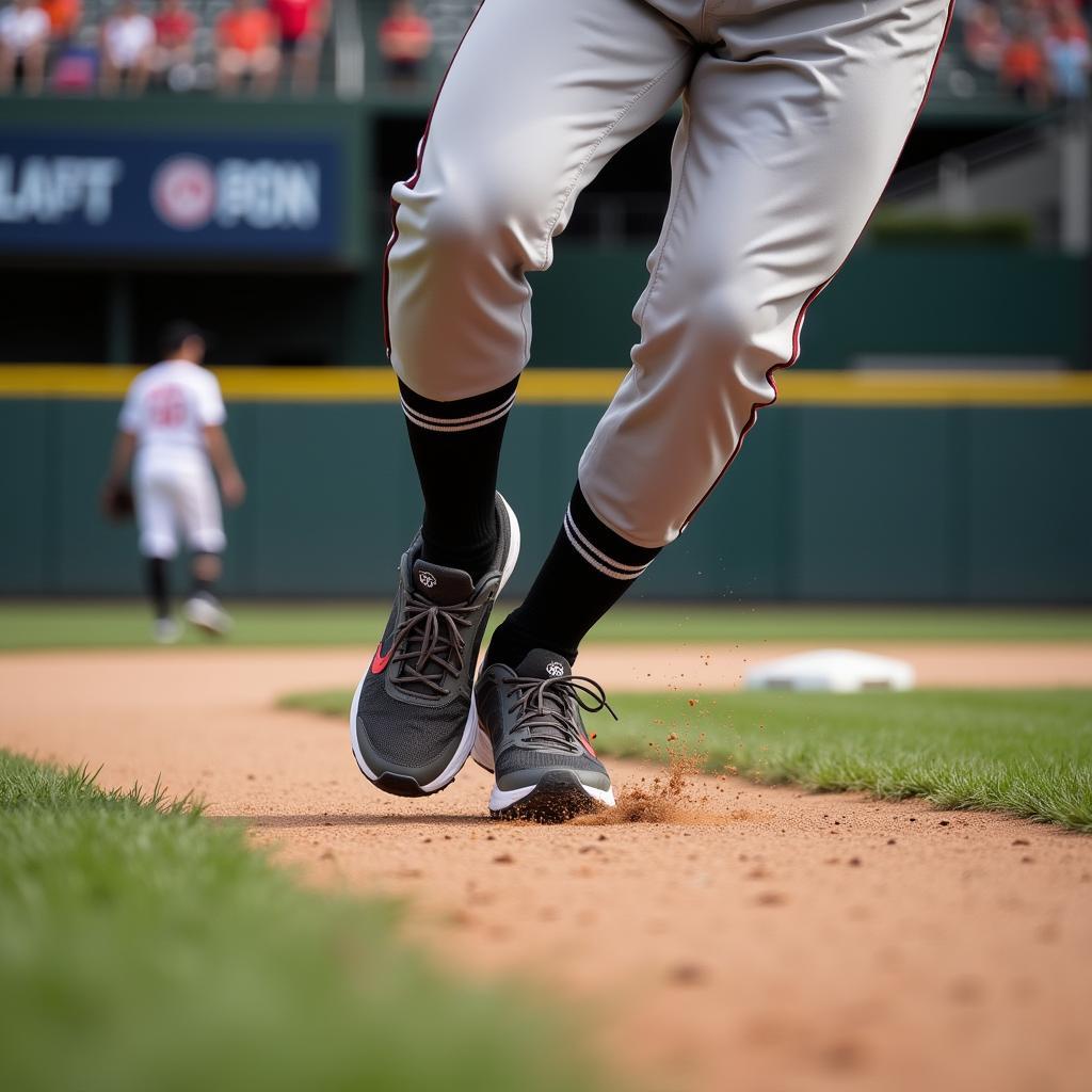 Shohei Ohtani running the bases in his turf shoes