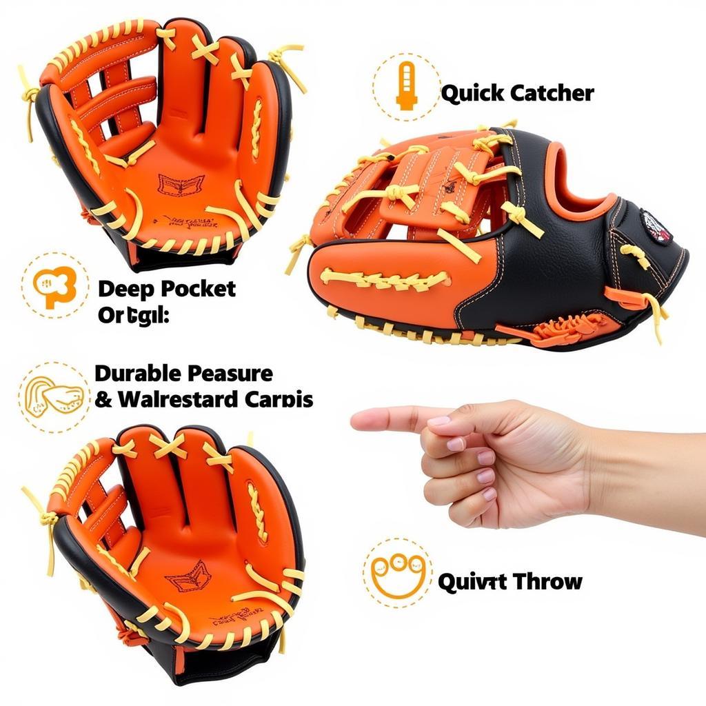 Orange and Black Youth Catcher's Mitt