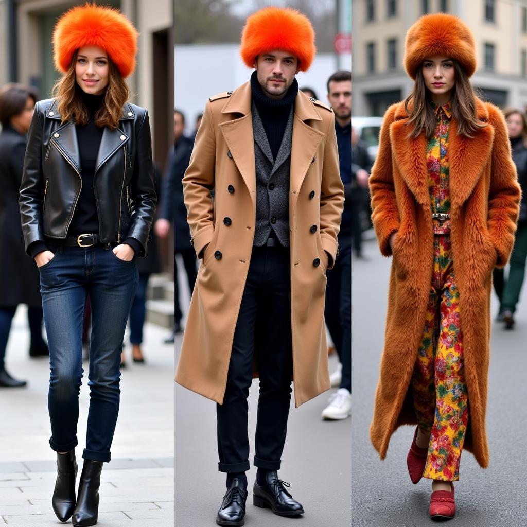 Orange Fur Hat Street Style Inspiration