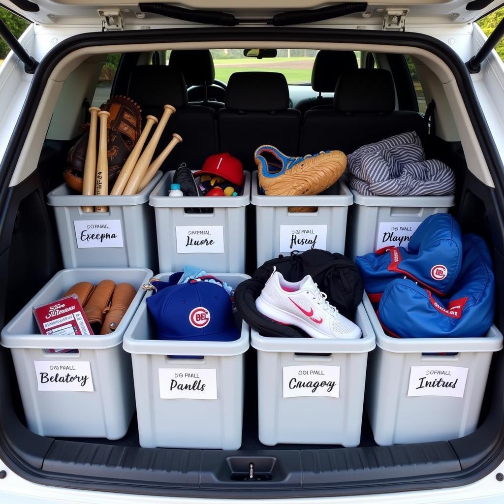 Organized Travel Baseball Gear for Easy Access