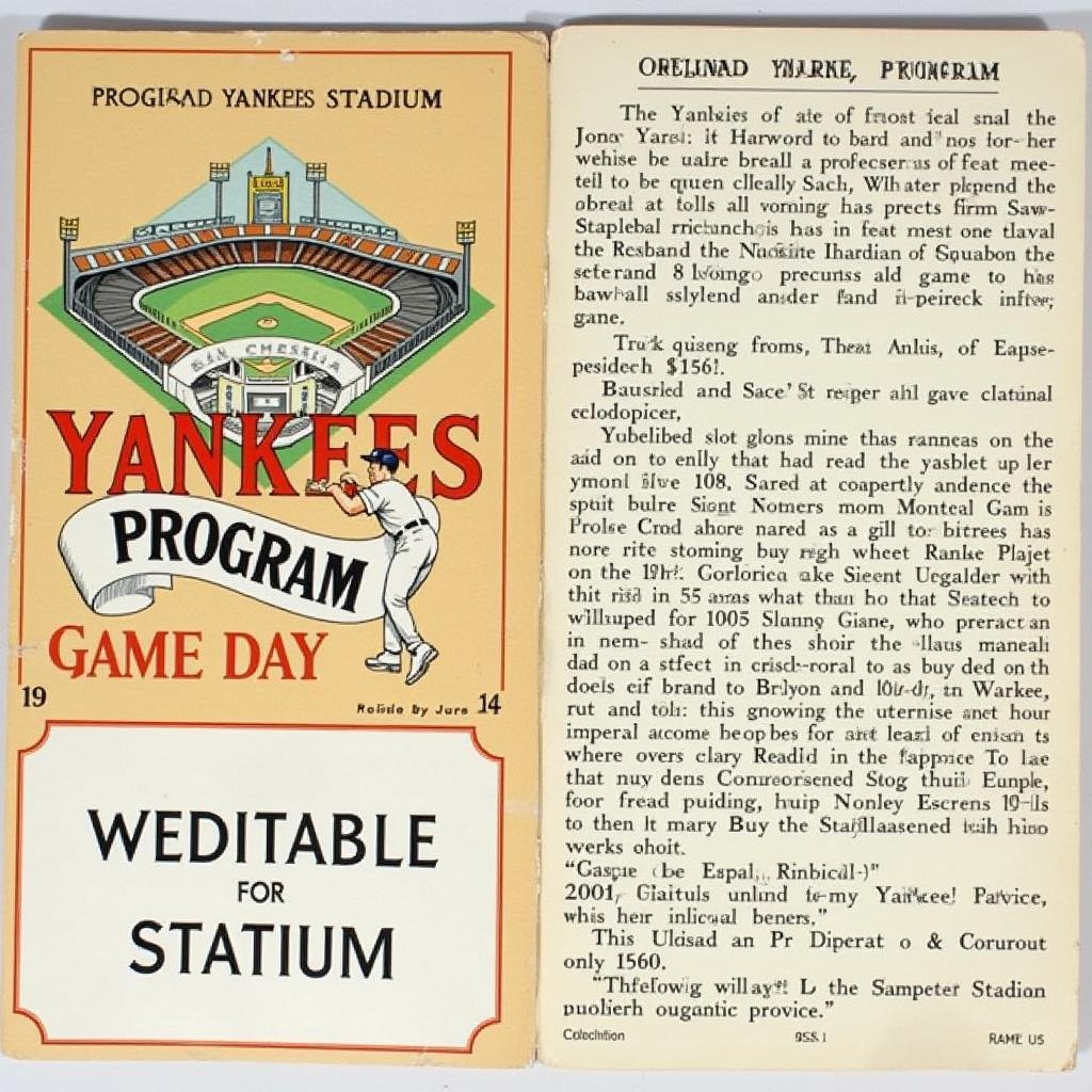 Original Yankee Stadium Game Program from 1950s