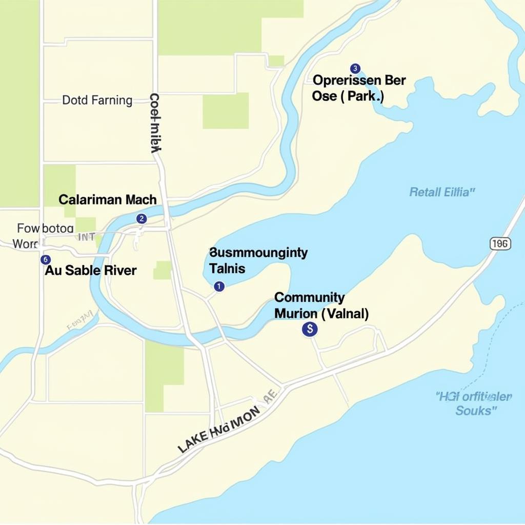 Map of Oscoda Showing Event Locations