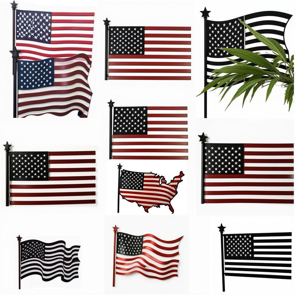 Outdoor Metal American Flag Wall Art Examples