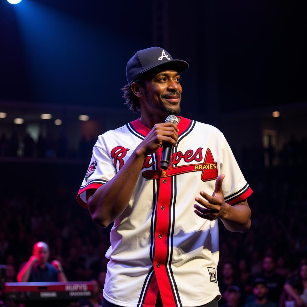 Andre 3000 in the Outkast Braves jersey