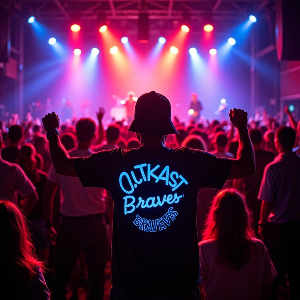 Fans Wearing Outkast Braves Shirts at a Concert