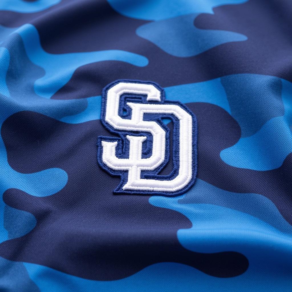 Padres Blue Camo Jersey Close-Up