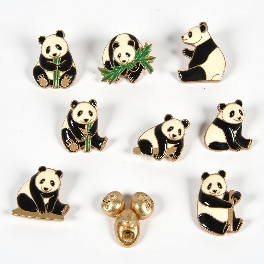 Enamel and Metal Panda Bear Pins Showcasing Variety of Designs