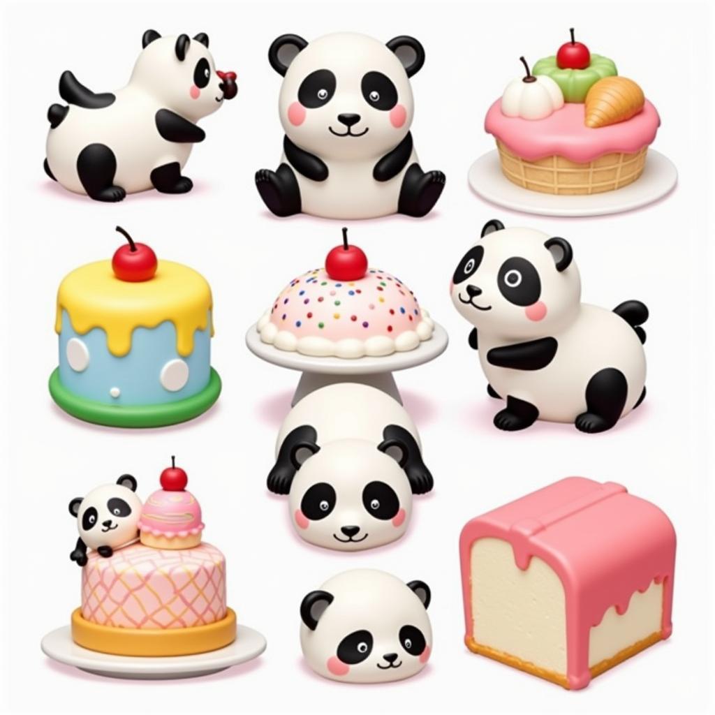 Various Panda Squishy Designs