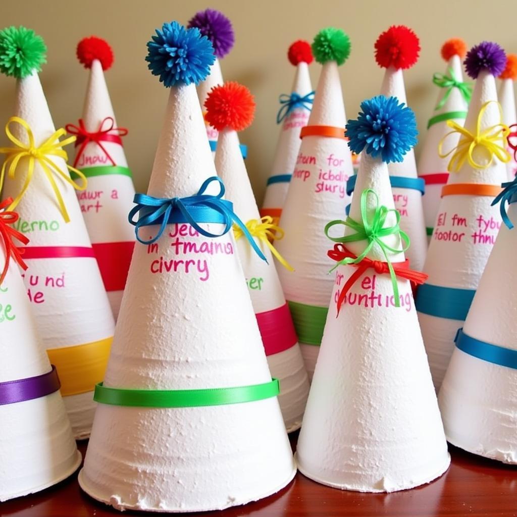 Party Decorations Made from Styrofoam Cones