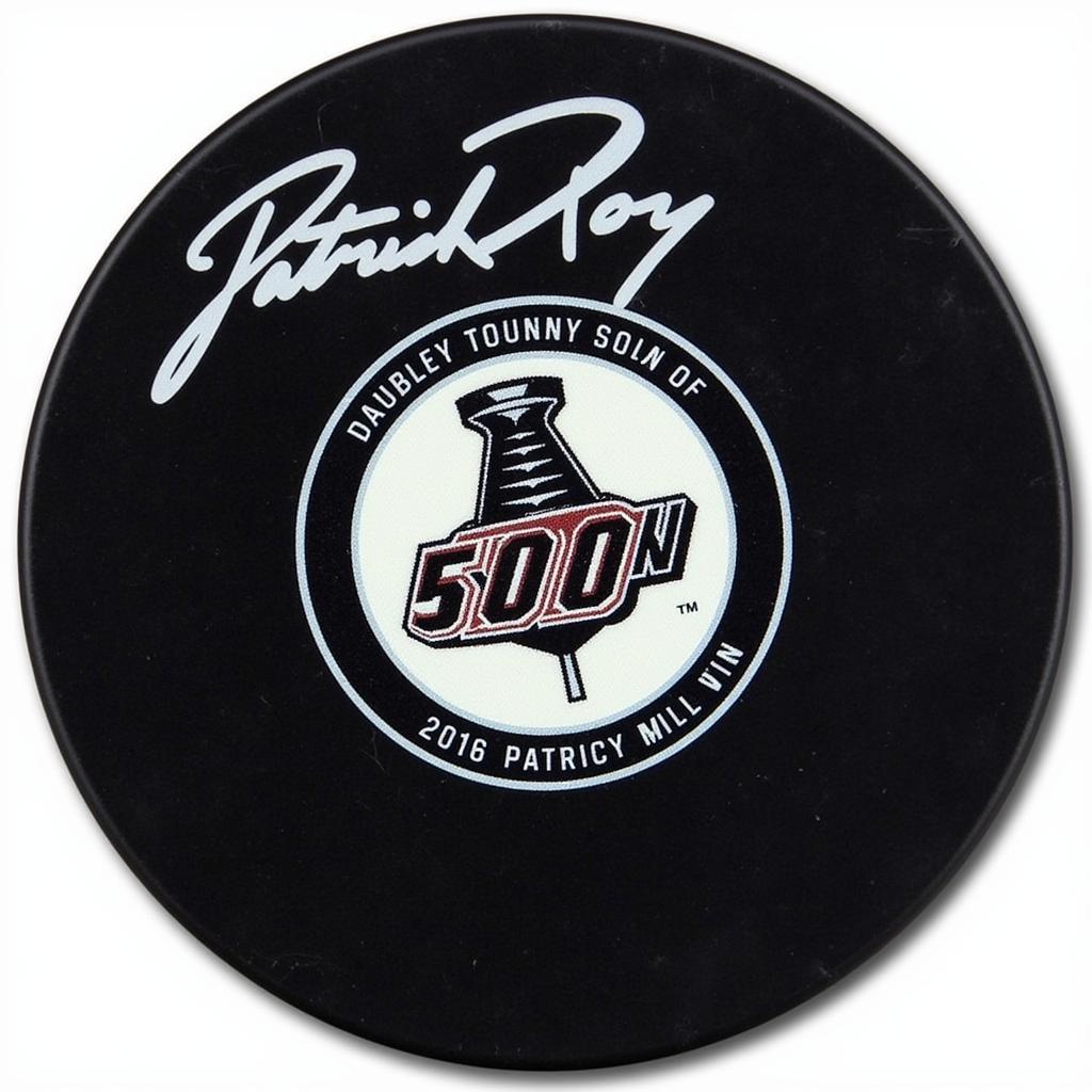 Patrick Roy Autographed Hockey Puck from his 500th Win