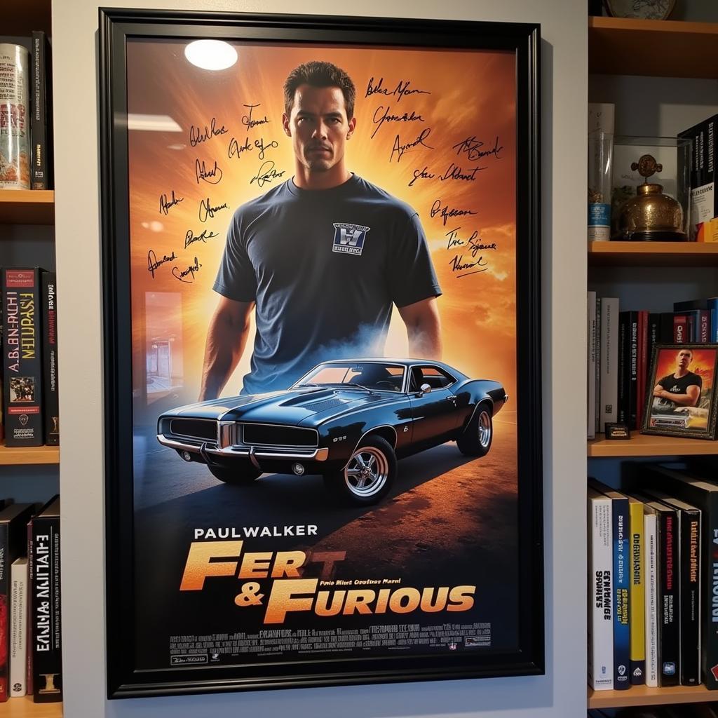 Paul Walker Signed Fast and Furious Poster