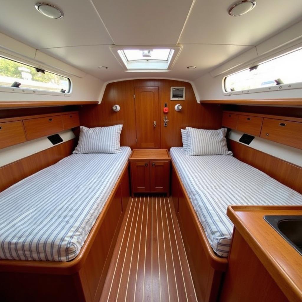 Interior cabin of a Pearson 303 sailboat