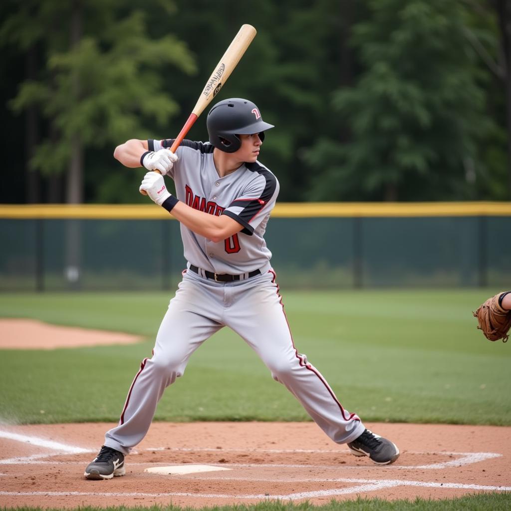 Batter swinging a pencil wood baseball bat during practice