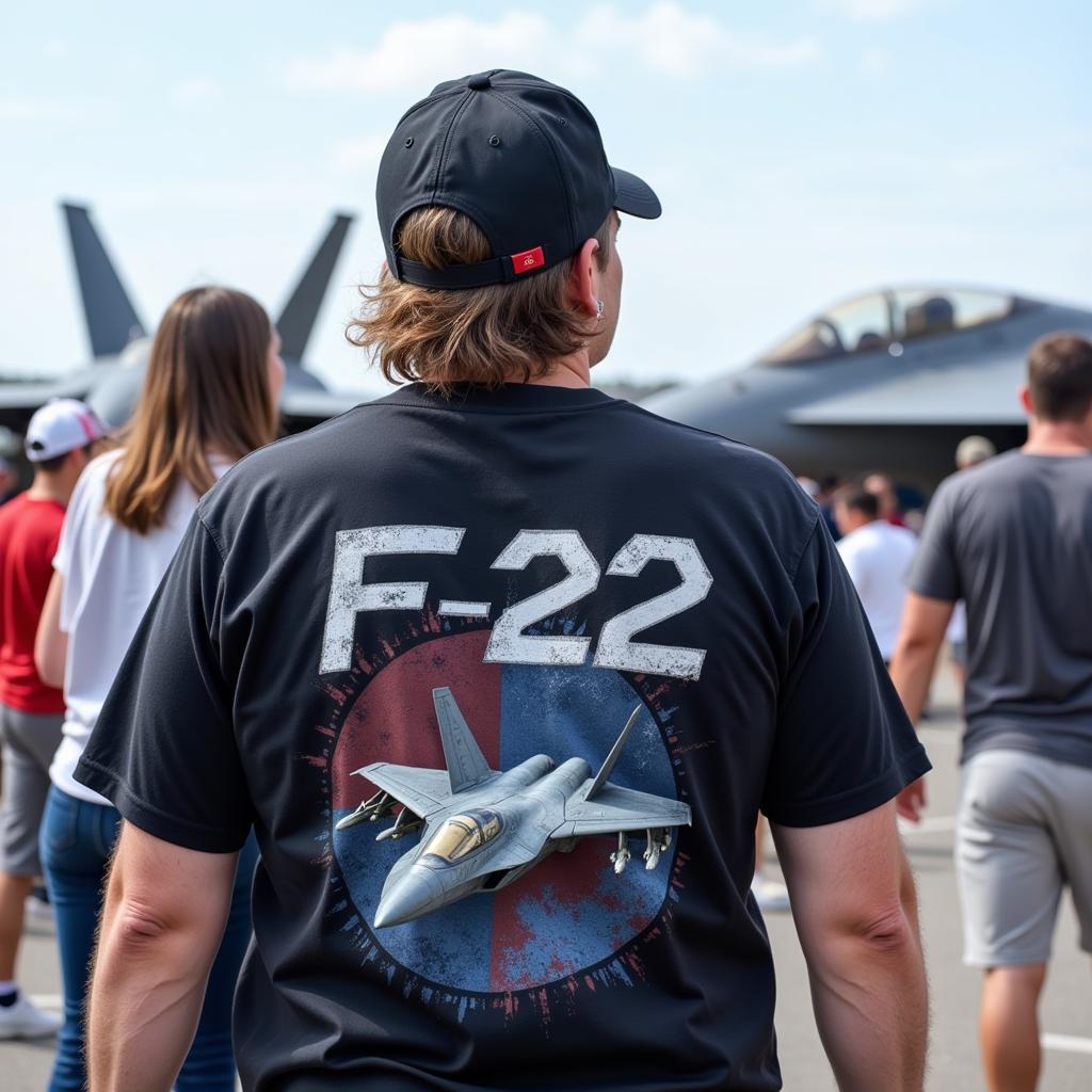 Person Wearing F-22 Shirt at Airshow