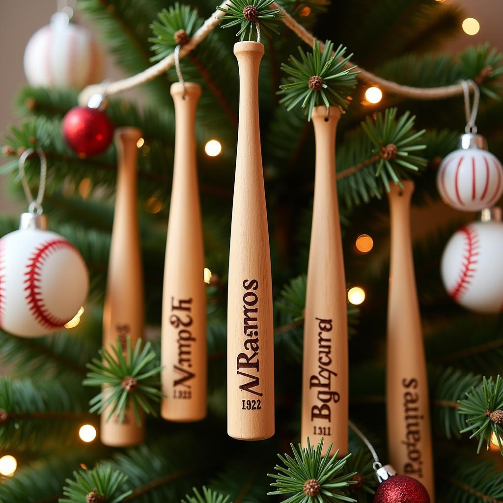 Personalized Baseball Bat Christmas Ornaments