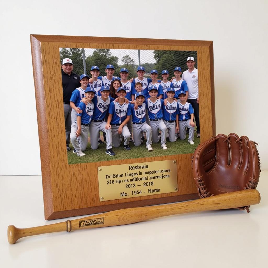 Personalized Baseball Plaque for Little League Championship