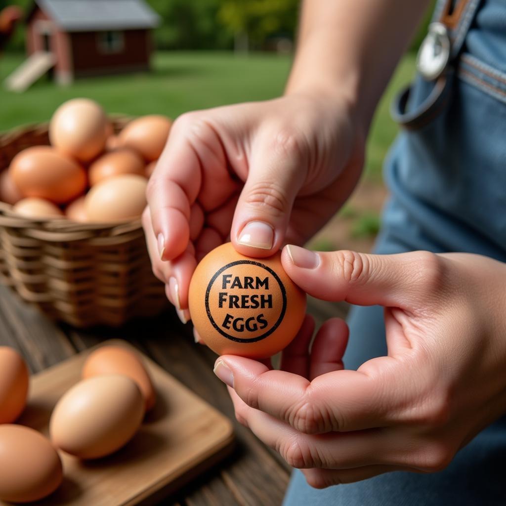 Personalized egg stamp used for branding farm fresh eggs