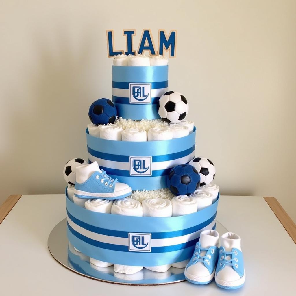 Personalized Soccer Diaper Cake for Baby Boy