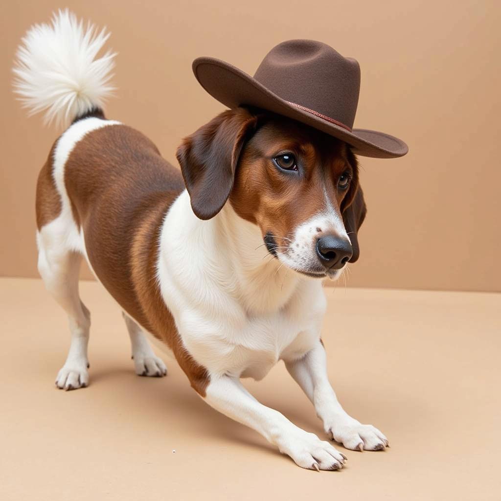 A Happy Pet Wearing a Cowboy Hat