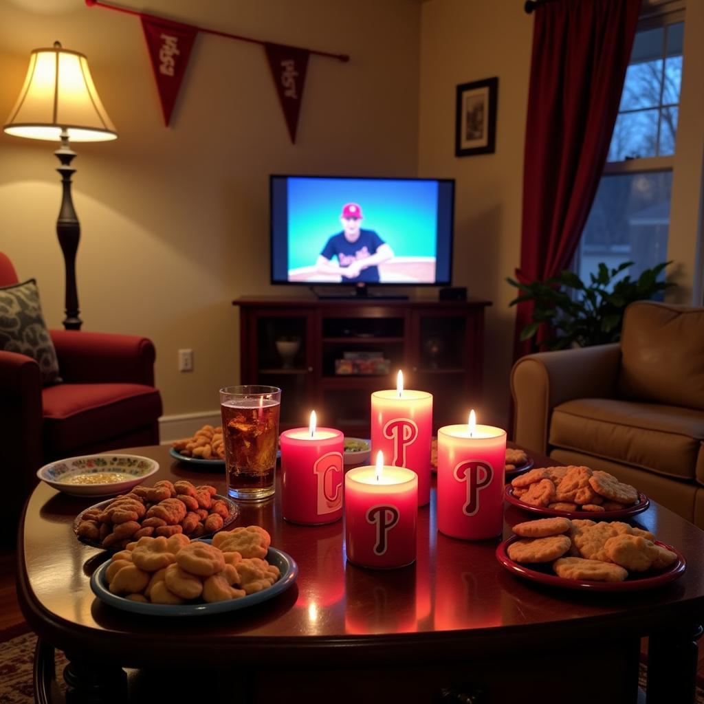 Phillies Candle Game Day: Candles, Snacks, Phillies Decor