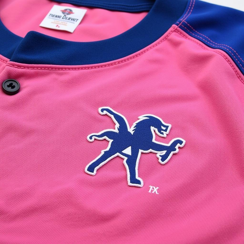 Pink and Blue Baseball Jersey Close Up