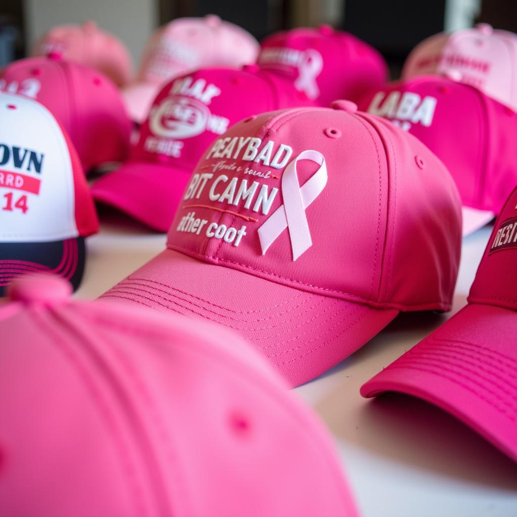 Pink Breast Cancer Caps Showing Support