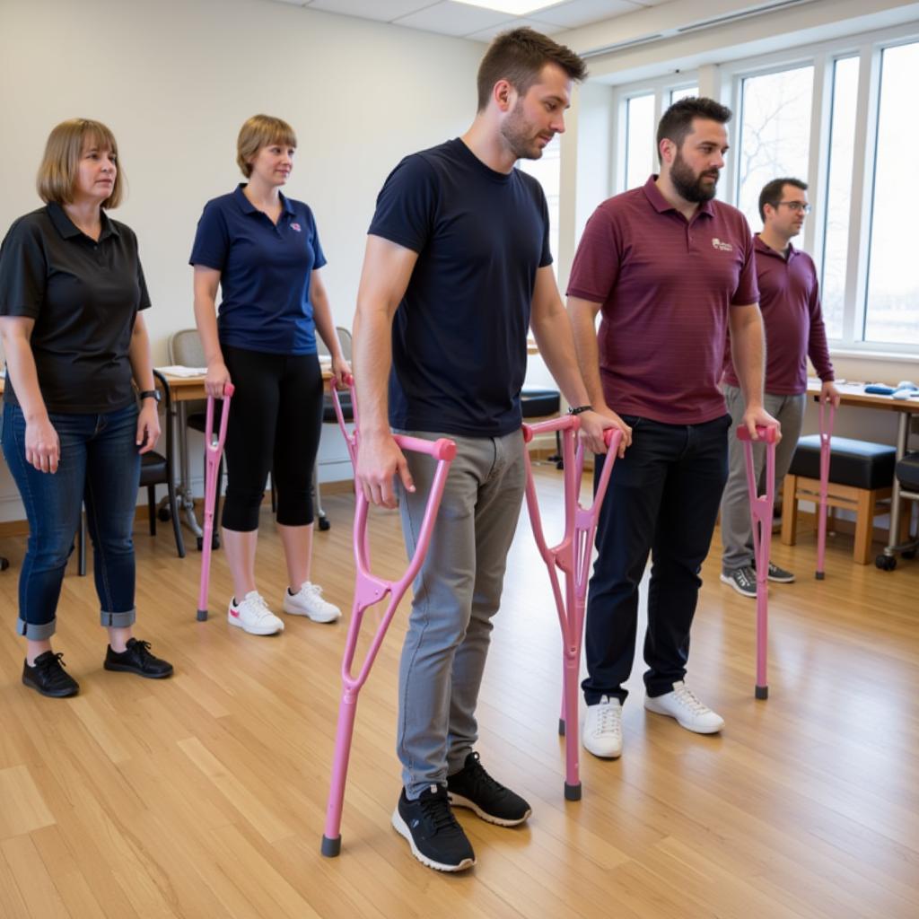 Support Group with Pink Crutches