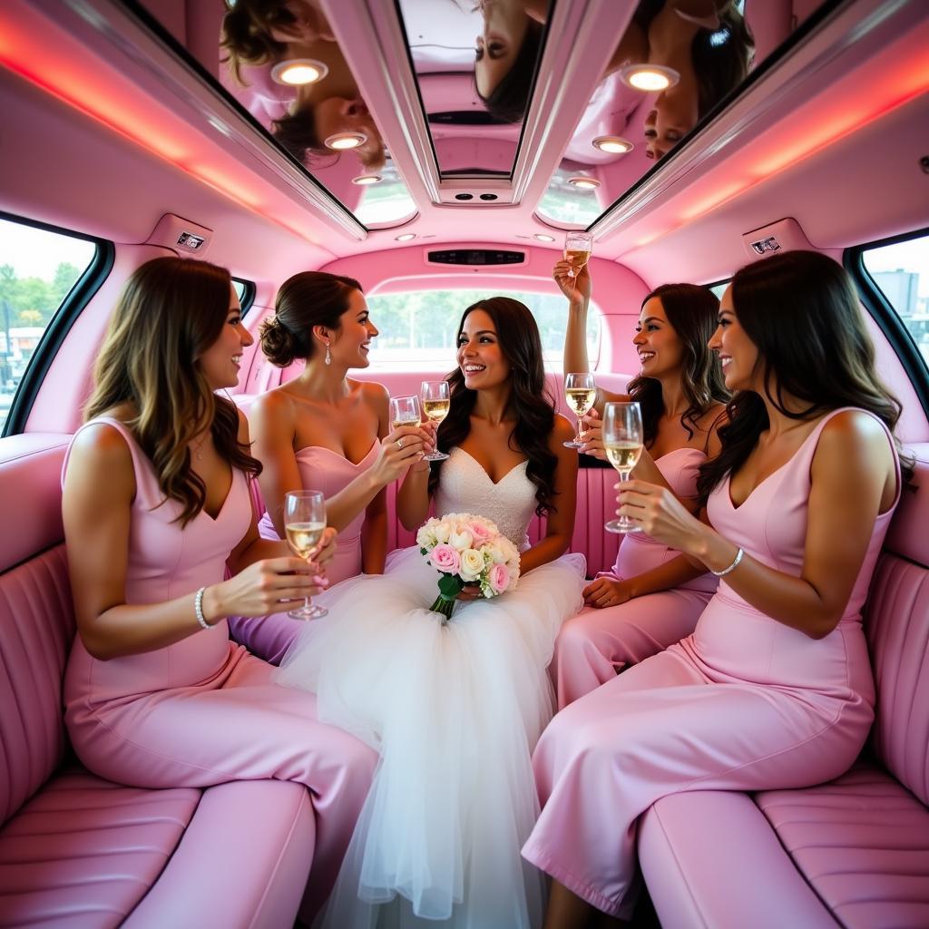 Pink Limo Wedding Party in Houston