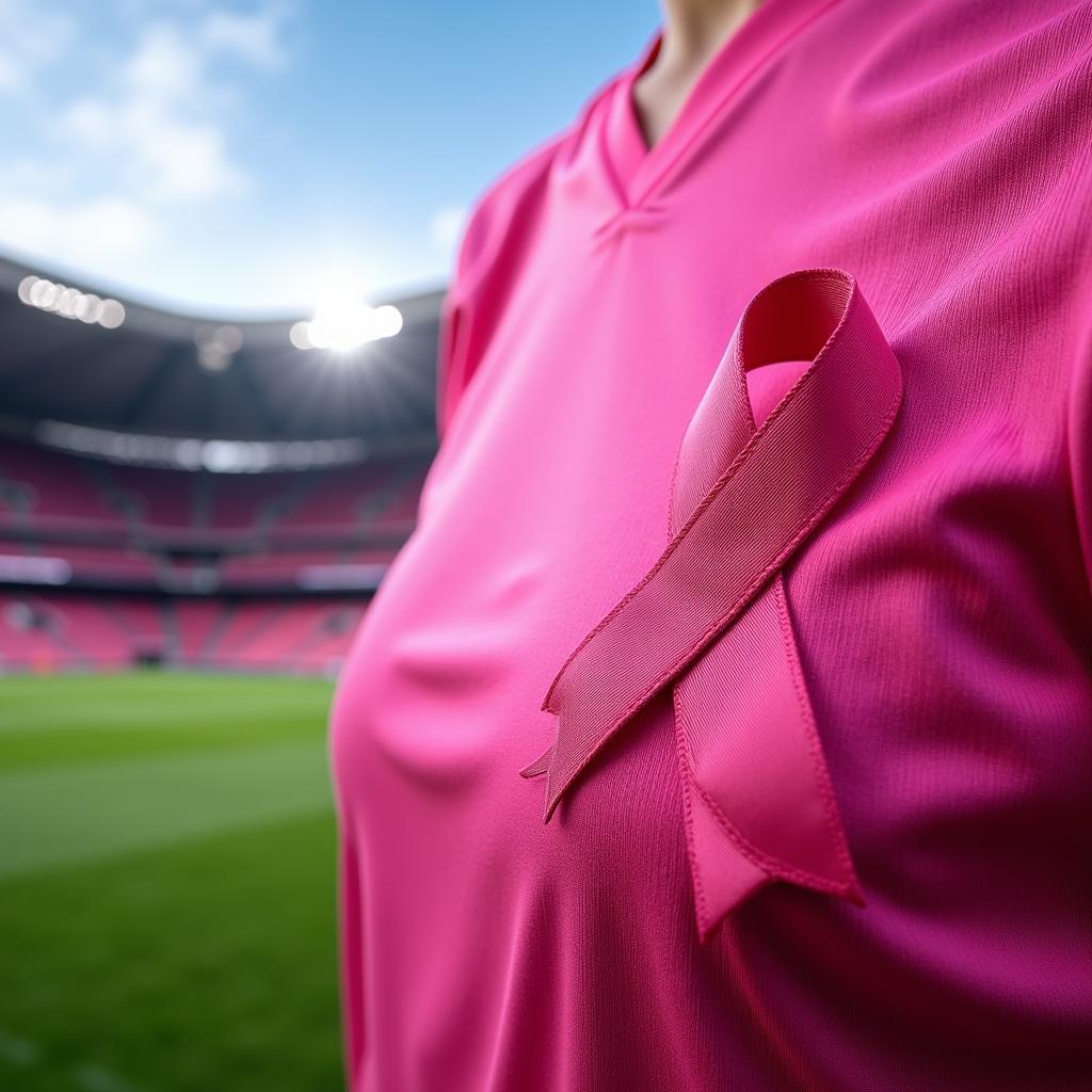 Pink ribbon symbolizing breast cancer awareness and support