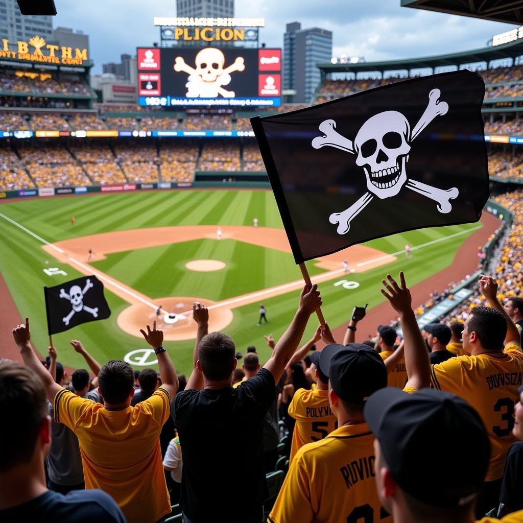 Pittsburgh Pirates Fans with Jolly Roger Flags