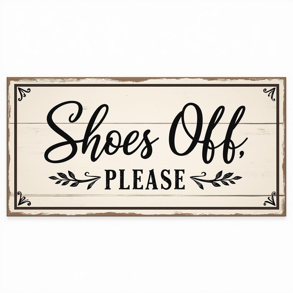 Rustic "Please Remove Your Shoes" Sign Design