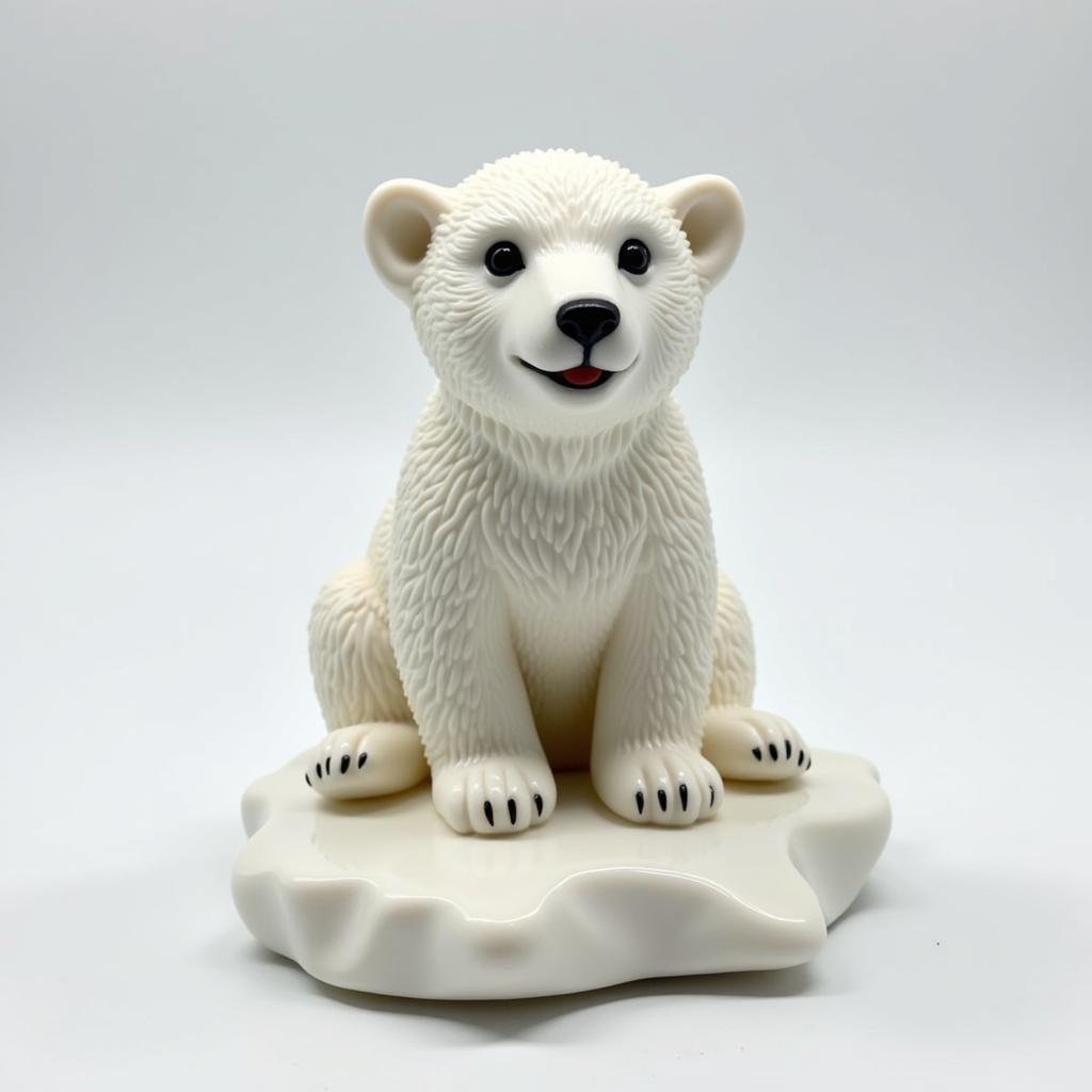 Polar Bear Cub Sculpture on Ice Floe