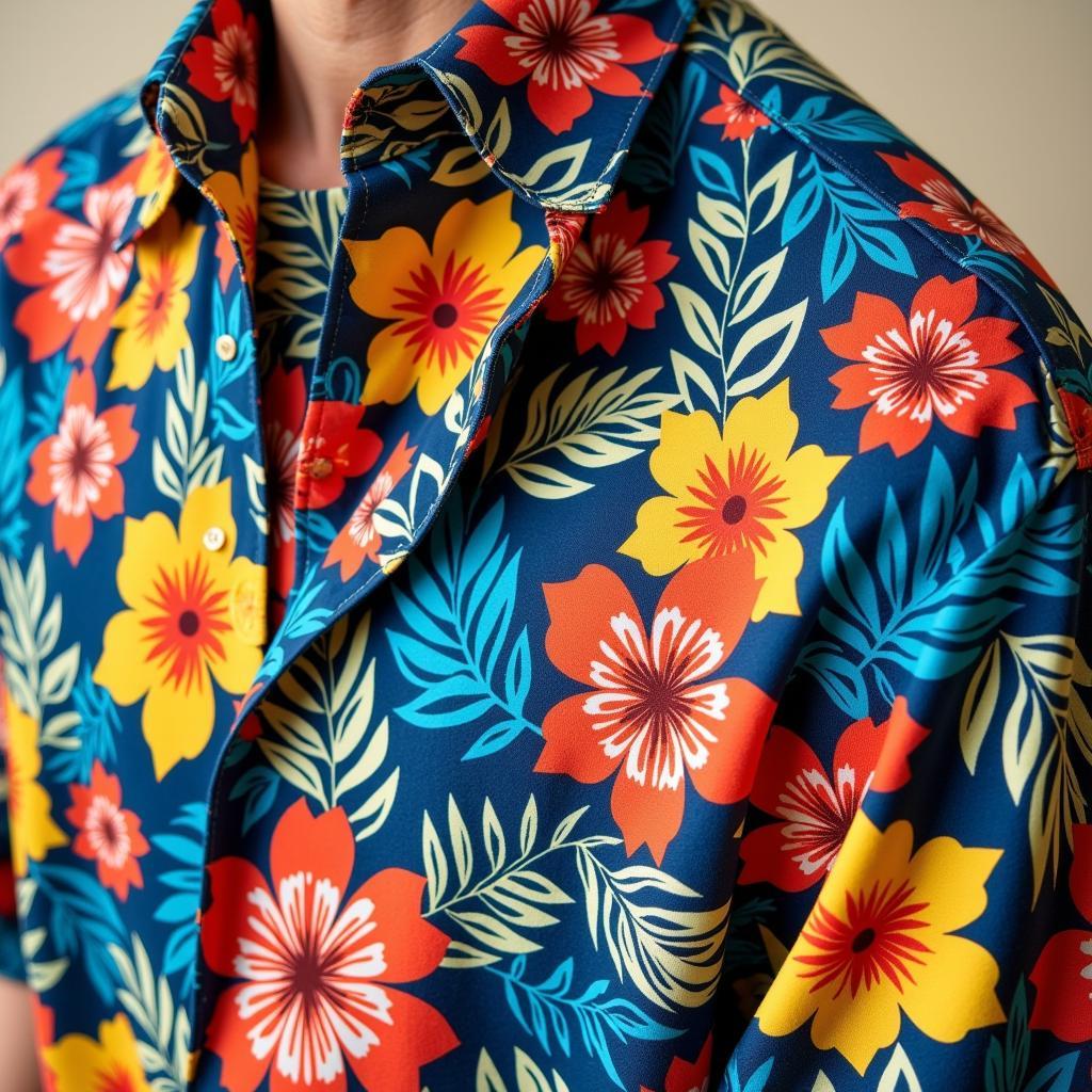 Polynesian Shirt with Vibrant Floral Design