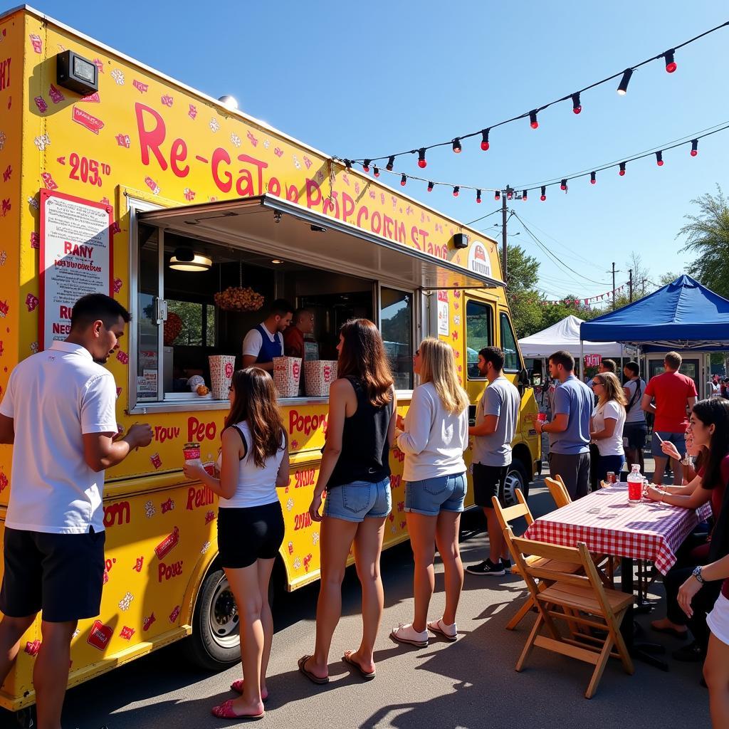 Popcorn food truck at a bustling festival