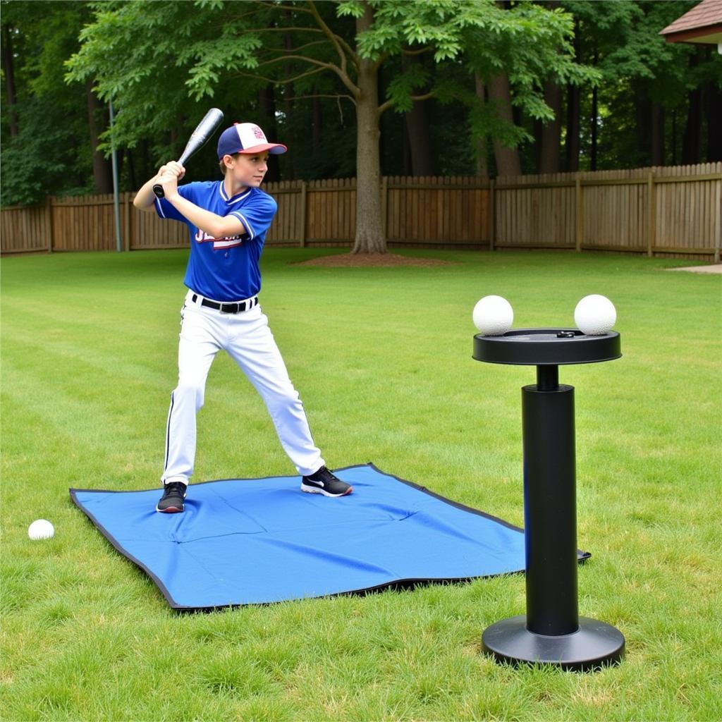 Portable baseball batting mat setup