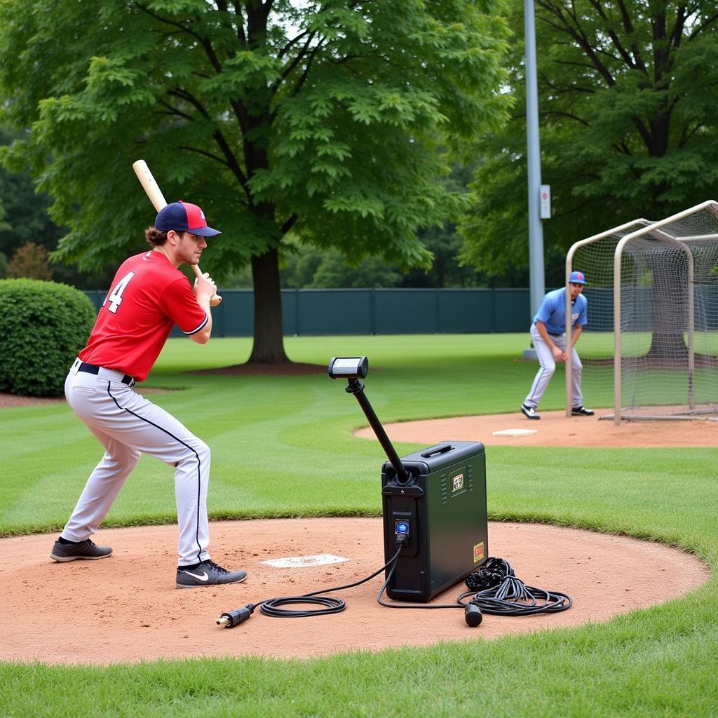 Portable Pitching Machine Practice Setup