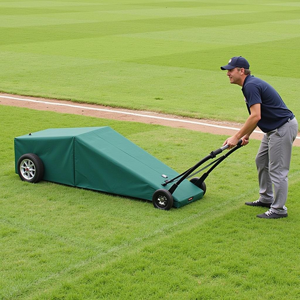 Easily transporting a portable pitching mound with integrated wheels