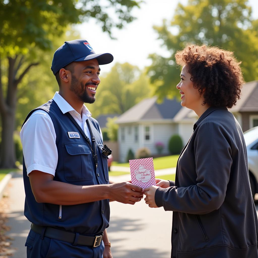 Postal Carrier Receiving a Thank You Card