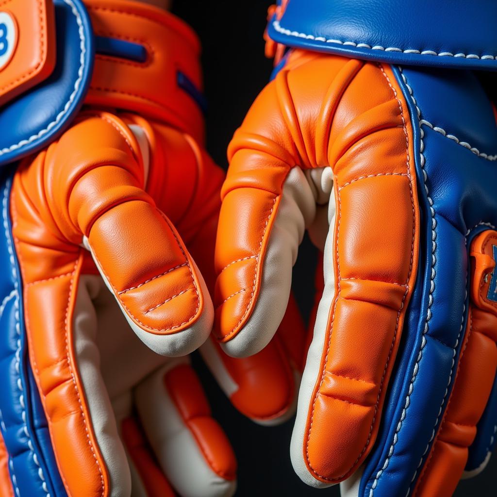 Professional Orange and Blue Batting Gloves