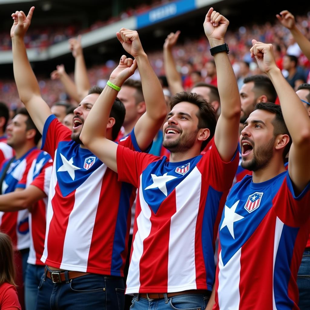 Puerto Rican football fans proudly displaying their jerseys