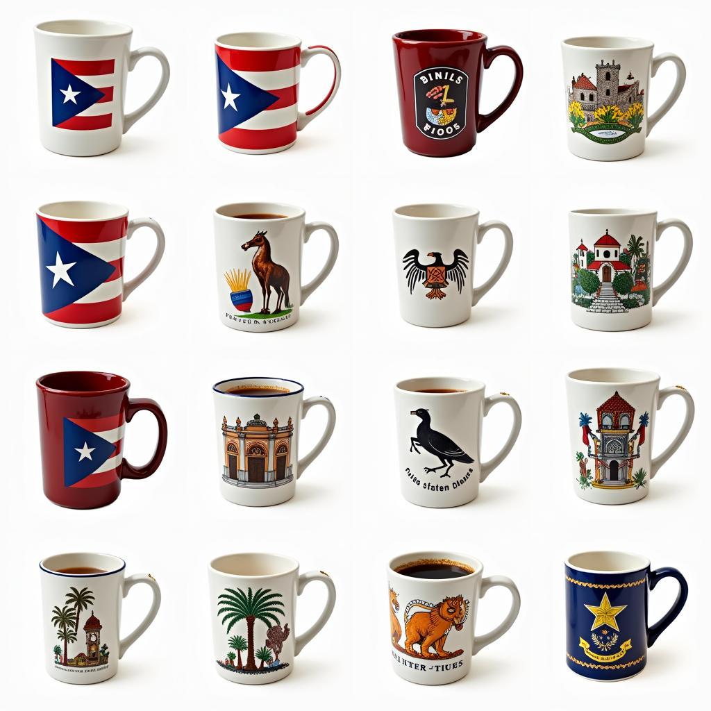 Variety of Puerto Rico mugs showcasing different designs and materials