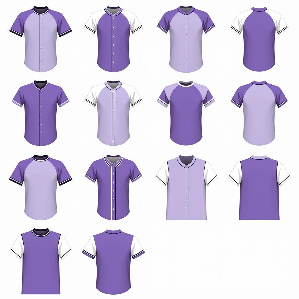 Different Styles of Purple and White Baseball Jerseys