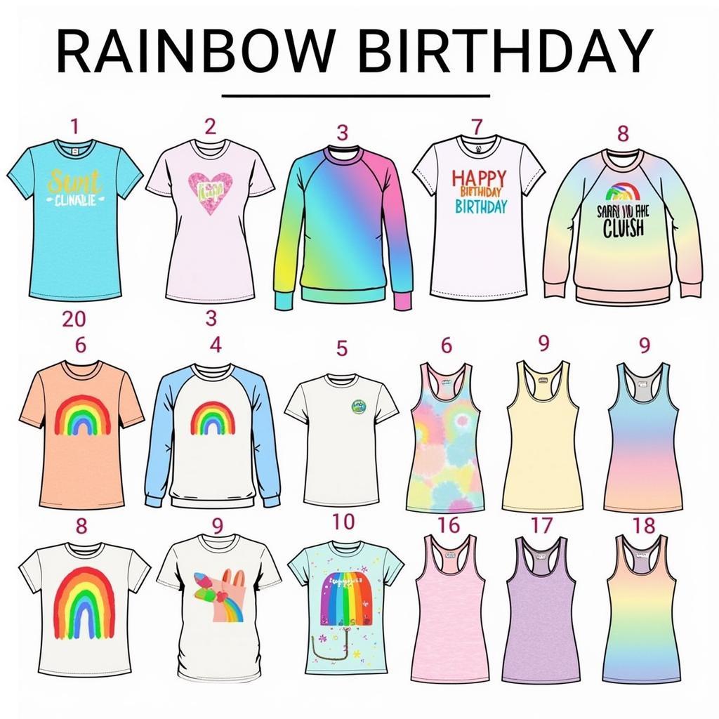 Different Styles of Rainbow Birthday Shirts