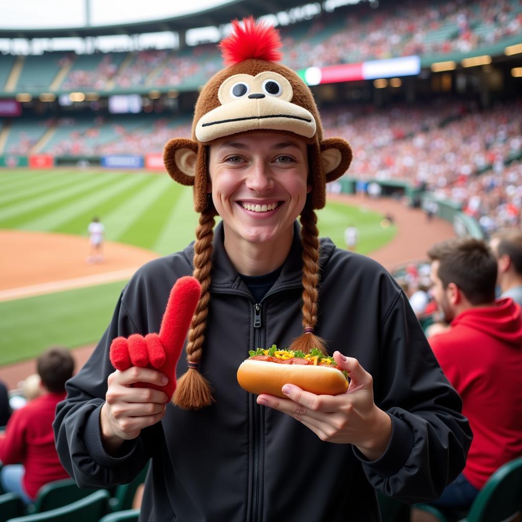 Rally Monkey Hat Worn By a Fan