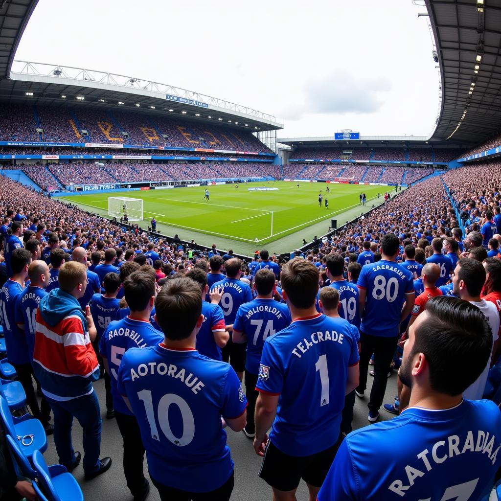 Rangers Fans Wearing Jerseys at Ibrox Stadium