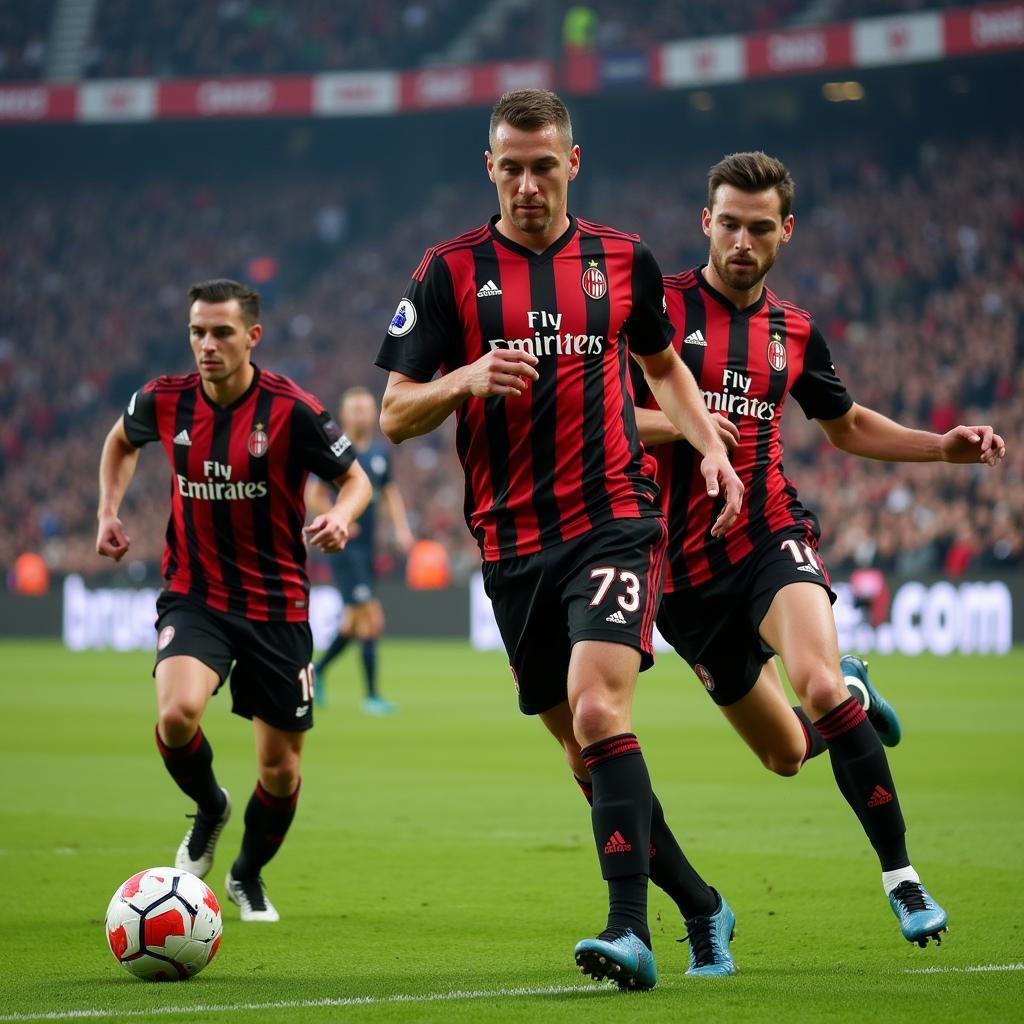 AC Milan players in their iconic red and black uniforms