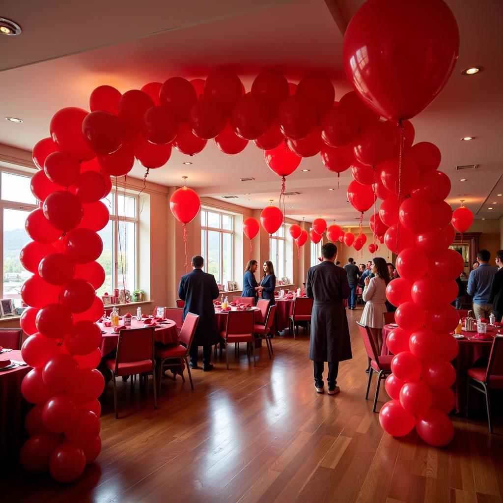 Red Balloons Decorating a Party